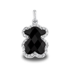 Dije Inspirado Oso 1:1 Onix Facetado con Circonias Plata .925 con Rodio