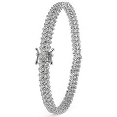 Pulsera Estilo Panza de Víbora con Circonias Baguette Plata .925 con Rodio