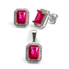 Juego Circonia Cuadrada con Micro Circonias Plata .925 con Rodio