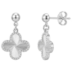 Arete Flor Mediano Inspirado Van C Diamantado Plata .925