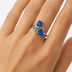 Anillo Circonias con Esmalte Plata .925 con Rodio