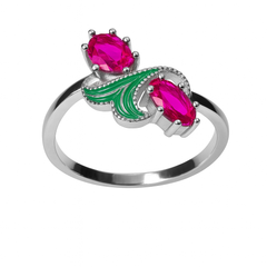 Anillo Circonias con Esmalte Plata .925 con Baño de Rodio