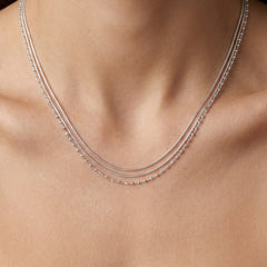 Collar Doble con Bolitas y Eslabones con Cola de Rata Plata .925