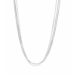 Collar Doble con Bolitas y Eslabones con Cola de Rata Plata .925