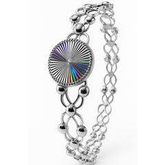 Brazalete Doble Uso Anillo Pulsera con Circulo Giratorio Plata .925 con Rodio