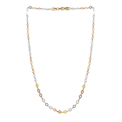 Collar Corazones Diamantados Plata .925 con Baño de 3 Oros