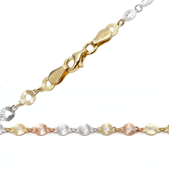 Collar Corazones Diamantados Plata .925 con Baño de 3 Oros