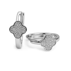 Huggies Flor Inspirado Van C con Micro Circonias Plata .925 con Rodio