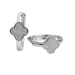 Huggies Flor Inspirado Van C con Micro Circonias Plata .925 con Rodio