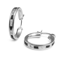 13 Arracada Canalito Circonias Duo Rojas y Blancas 2cm Plata .925