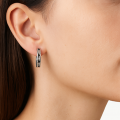 13 Arracada Canalito Circonias Duo Rojas y Blancas 2cm Plata .925