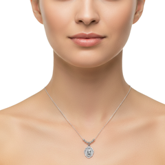 Collar Medalla Virgen de Guadalupe con Bolitas Diamantadas Plata .925