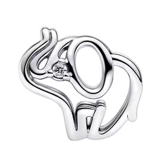 Charm Inspirado Pan 1:1 Elefante en Línea Grande, Plata .925