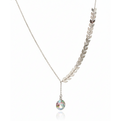 Collar Corbatero con Swarovski y Diseño de Flecha Lisa Plata .925