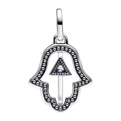 Charm Inspirado Pan 1:1 Mano de Fatima Grande Doble Cara, Plata .925