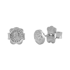Broquel Inspirado Osos 1:1 Circulo Bolitas Plata .925 con Baño de Rodio