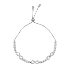 Pulsera Ajustable Infinito con Circonias y Micro Circonias Plata .925 con Rodio