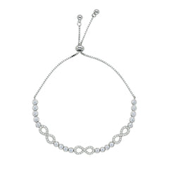 Pulsera Ajustable Infinito con Circonias y Micro Circonias Plata .925 con Rodio