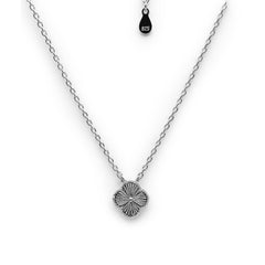 Collar Flor Inspirado Van C Diamantado Plata .925 con Rodio