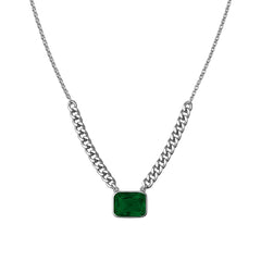 Collar Circonia Maxi con Cadena Cubana Plata .925