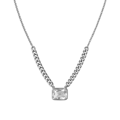 Collar Circonia Maxi con Cadena Cubana Plata .925