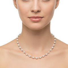 Collar Perlas Naturales con Eslabones Plata .925