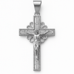 Dije Crucifijo con Circonias de 3.3cm Plata .925