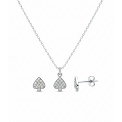 Juego Símbolo de Picas con Micro Circonias Plata .925 con Rodio