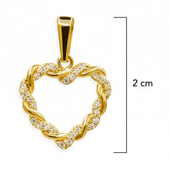 Dije Corazon Entrelazado con Circonias 2cm Oro 10K