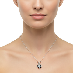 Collar Corazon Circonia con bolitas Lisas Plata .925