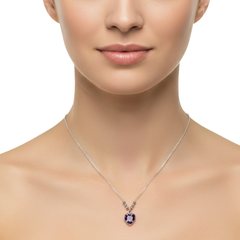 Collar Corazon Circonia con bolitas Lisas Plata .925