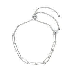 Pulsera Ajustable con Plaper Clip y Cadena Espuma Plata .925