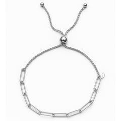 Pulsera Ajustable con Plaper Clip y Cadena Espuma Plata .925