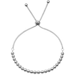 Pulsera Ajustable con Bolitas Lisas Plata .925