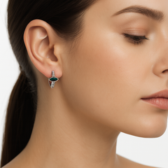 Huggies Semilla Circonia Verde con Micro Circonias Plata .925 con Rodio