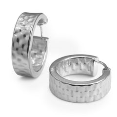 15 Arracada Ancha Martillada de 2cm Plata .925