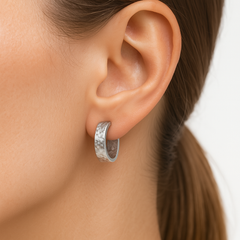 15 Arracada Ancha Martillada de 2cm Plata .925