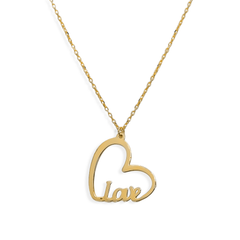 Collar Silueta Corazón Love Liso Oro 10K