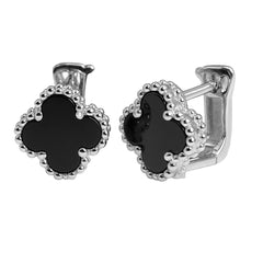 Huggies Flor Inspirado Van C con Piedras Naturales Plata .925 con Rodio