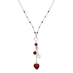 Collar Corbatero Corazón con Swarovski Rojo Plata .925
