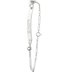 Pulsera con Placa Grabada Love y Circonias Plata .925