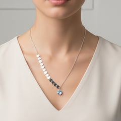 Collar Corbatero con Swarovski y Circulos Lisos Plata .925