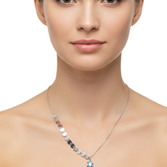 Collar Corbatero con Swarovski y Circulos Lisos Plata .925