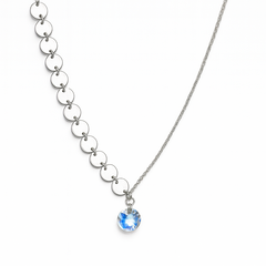 Collar Corbatero con Swarovski y Circulos Lisos Plata .925