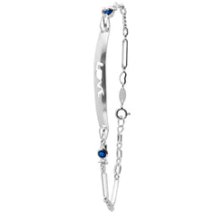 Pulsera con Placa Grabada Love y Circonias Plata .925