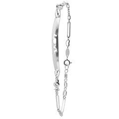 Pulsera con Placa Grabada Love y Circonias Plata .925