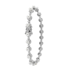 Pulsera Perla Natural con Circonias y Micro Circonias Plata .925 con Rodio