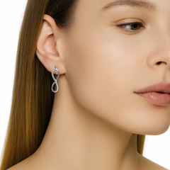 Arracada Infinito con Micro Circonias Plata .925 con Rodio