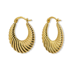 Arracada Canasta con Lineas Oro 10K