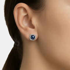 Broquel Flor con Madre Perla Plata .925 con Rodio